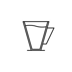 coffee cup icon with full filled with water on white background. simple, line, silhouette and clean style. black and white. suitable for symbol, sign, icon or logo
