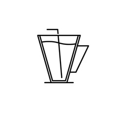 coffee cup icon with straw on white background. simple, line, silhouette and clean style. black and white. suitable for symbol, sign, icon or logo