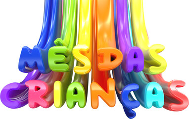 Label children's month in portuguese 3d render for compositing