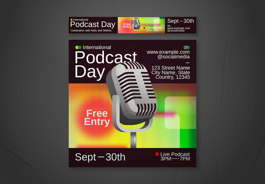 Colorful Podcast Event Web Banner Layout