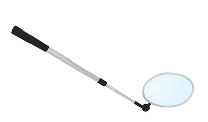 Metal inspector mirror. vector illustration