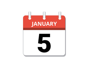 January, 5th calendar icon 