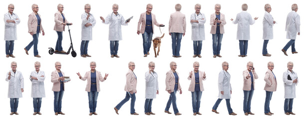 Fototapeta premium collage of a woman in full growth displaying many professions