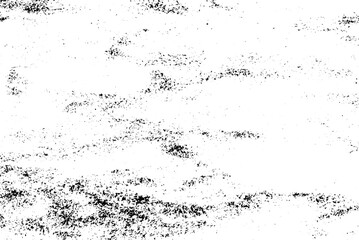 Monochrome texture composed of irregular graphic elements. Distressed uneven grunge background. Abstract vector illustration. Overlay for interesting effect and depth. Isolated on white background.