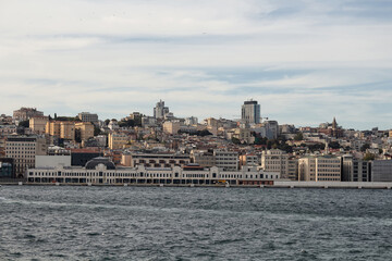 Fototapeta premium View of newly developed port and Beyoglu district on European side of Istanbul.