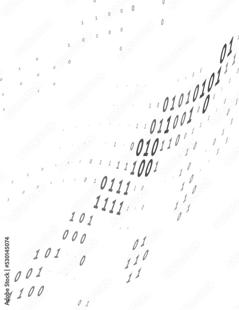 Fototapete Digital broadcasting visualization. Binary background by distorted ones and zeros