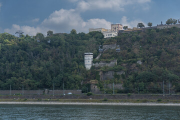 Naklejka premium View to the fortress called Ehrenbreitstein in the german city Koblenz