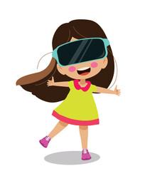 cute girl wearing virtual glasses