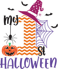 My 1st Halloween, Halloween Truck, Happy Halloween, Vector Illustration File © Artstoredigital