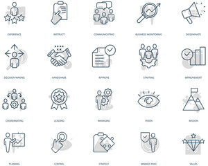 Business Management icons set. Set of editable stroke icons.Vector set of Business Management 