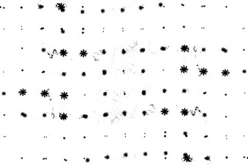 Small uneven spots and particles of debris. Abstract vector texture. Distressed uneven background. Grunge texture overlay with fine grains isolated on white background. Vector illustration. EPS10.