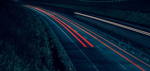 Fototapeta lights of cars with night. long exposure obraz