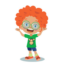 Cute Happy Boy With Glasses