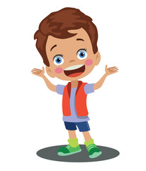 Cute Happy Boy Making What Happened Sign