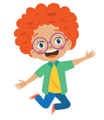 cute happy jumping little boy