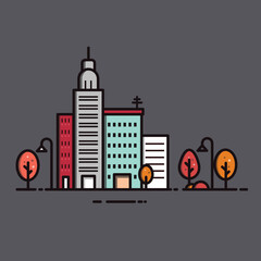 city landmark vector cartoon 