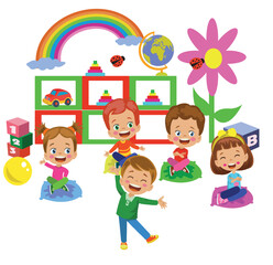 Cute Kids Playing Games İn School Classroom