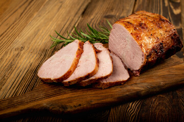 Baked Pork Tenderloin Cut, Sliced Ham, Meat Fillet