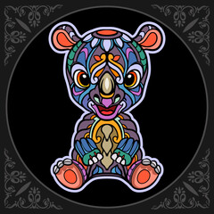 Colorful Rhinoceros isolated on black background