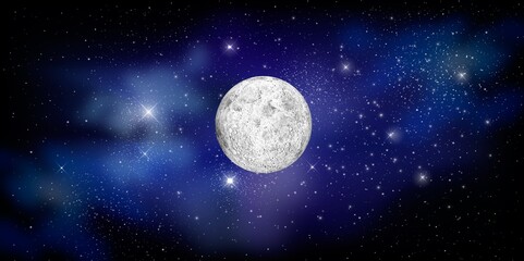 Naklejka na ściany i meble Magical nighttime sky with full moon.