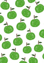 children's drawing with chalk apples fruit