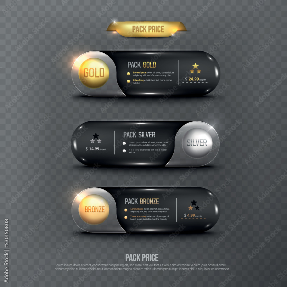 Wall mural button web price table pack on background color black 26