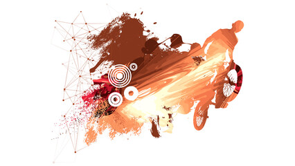 BMX rider, active young person doing tricks on a bicycle © zeber