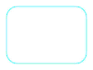 Neon lightning effect. Light blue, turquoise glowing rounded rectangle. Isolated png illustration, transparent background. Asset for overlay, montage, collage, border. Business, tech concept.