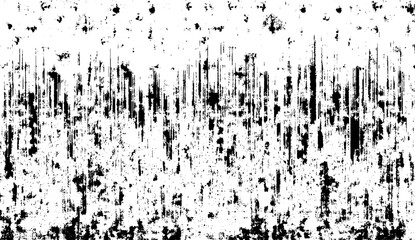 Monochrome texture composed of irregular graphic elements. Distressed uneven grunge background. Abstract vector illustration. Overlay for interesting effect and depth. Isolated on white background.