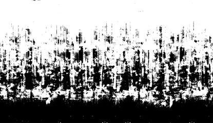 Monochrome texture composed of irregular graphic elements. Distressed uneven grunge background. Abstract vector illustration. Overlay for interesting effect and depth. Isolated on white background.