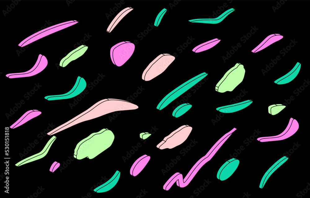Poster Citypop and vaporwave style background with colorful pastel blobs and brush strokes.