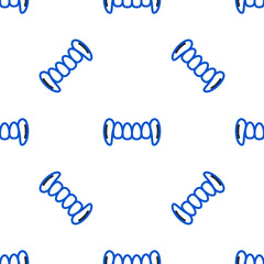 Line Vampire teeth icon isolated seamless pattern on white background. Happy Halloween party. Colorful outline concept. Vector