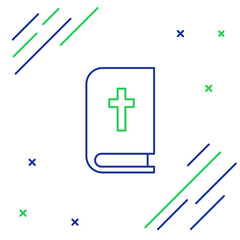 Fototapeta premium Line Holy bible book icon isolated on white background. Colorful outline concept. Vector