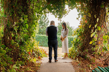 Obraz premium handsome couple girl and guy in the park