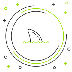 Line Shark fin in ocean wave icon isolated on white background. Colorful outline concept. Vector
