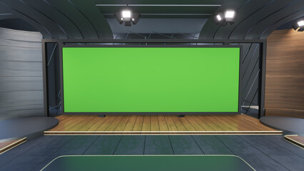 Virtual Studio 2267_News Studio, Backdrop For TV Shows .TV On Wall.3D Virtual News Studio Background, 3d illustration