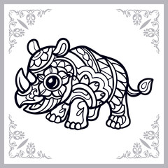 Rhinoceros zentangle arts isolated on white background