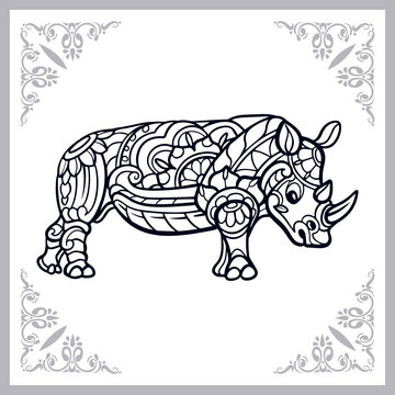 Rhinoceros zentangle arts isolated on white background
