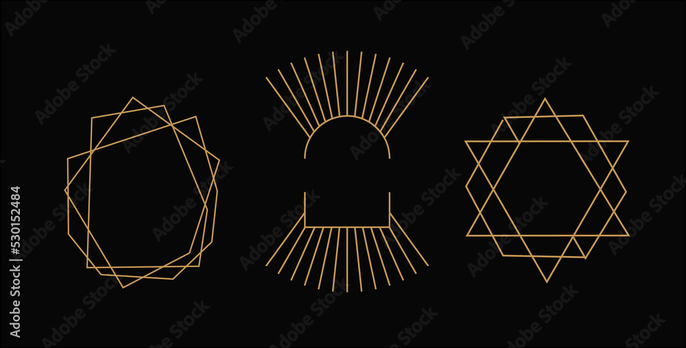 Wall mural logo in a modern style. vector linear icon. boho characters - solar logo design templates - abstract
