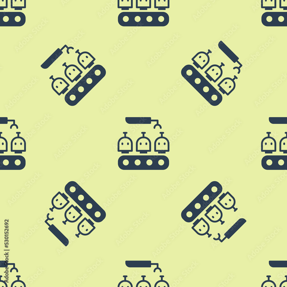 Poster blue robotic arm assemble line mechanic manufacturing factory robot operator production icon isolate