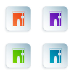 Color Cycling shorts icon isolated on white background. Set colorful icons in square buttons. Vector