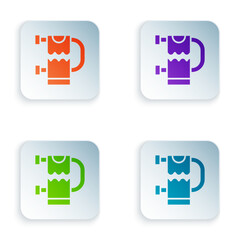 Fototapeta premium Color Heated towel rail icon isolated on white background. Set colorful icons in square buttons. Vector