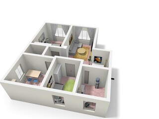 2d floor plan. Black&white floor plan. 