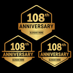 108 years anniversary celebration logotype. 108th anniversary logo collection. Set of anniversary design template. Vector and illustration.
