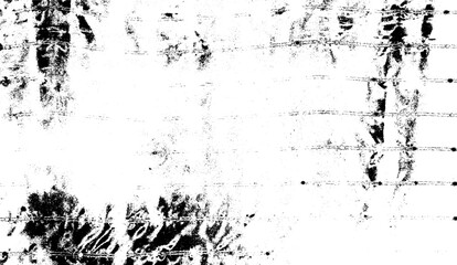 Monochrome texture composed of irregular graphic elements. Distressed uneven grunge background. Abstract vector illustration. Overlay for interesting effect and depth. Isolated on white background.