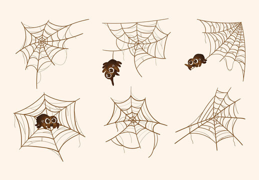 Cute Cartoon Spider Web Spiders