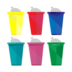 multi-colored garbage cans, distribution, sorting of garbage, organics, plastic, paper, household garbage, ecology