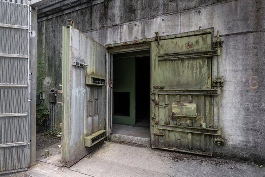 door of a military storage bunker building