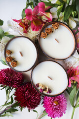 original candle in coconut from natural soy wax with a wooden wick