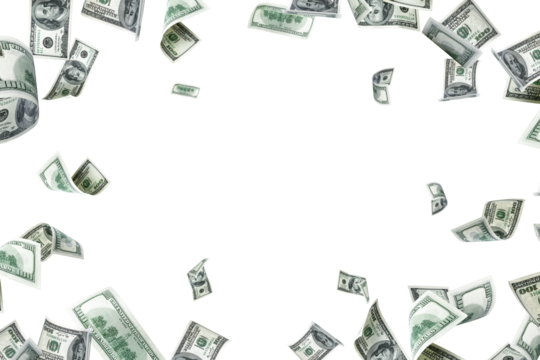 Money background. Hundred dollars of America. Usd cash money falling.